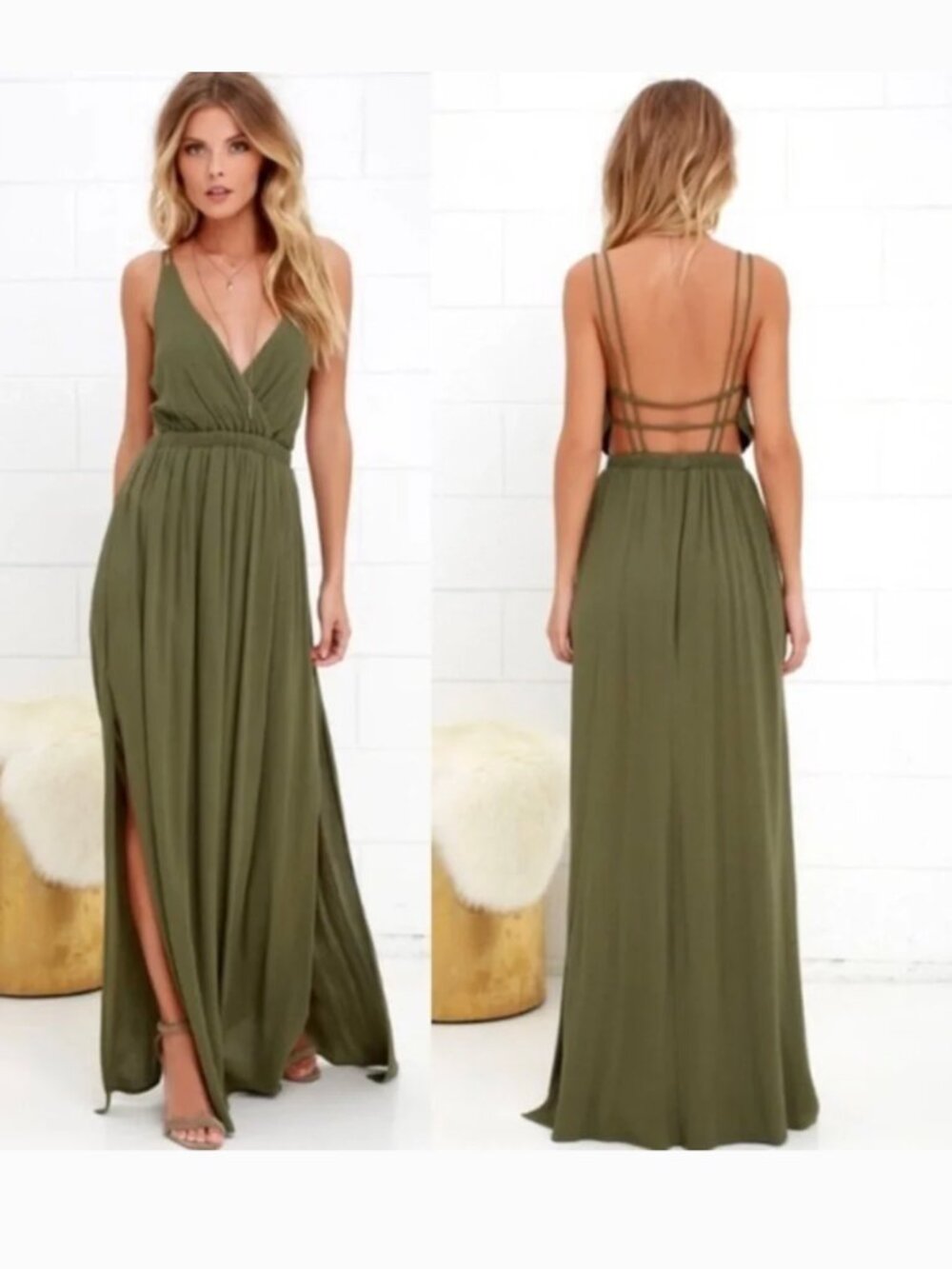 Lulu’s Olive Green Lost in Paradise Maxi Dress